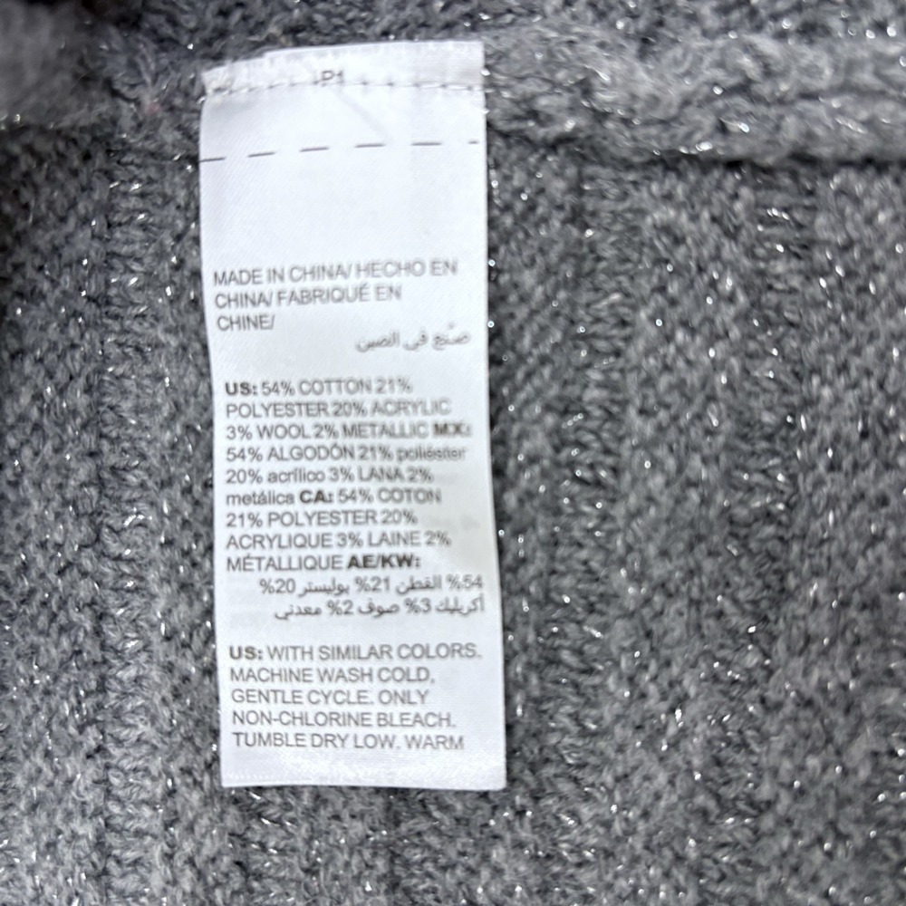 Chicos Size 0 Small Shimmer Long Open Front Sweater Vest Gray Boho Casual Staple - Picture 9 of 10